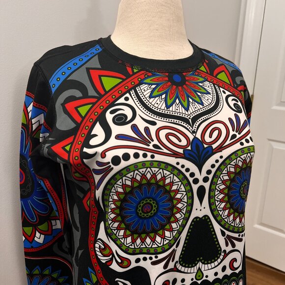 INKnBURN Women's Calavera Pullover with Thumbholes Skull Sz M - Picture 8 of 10
